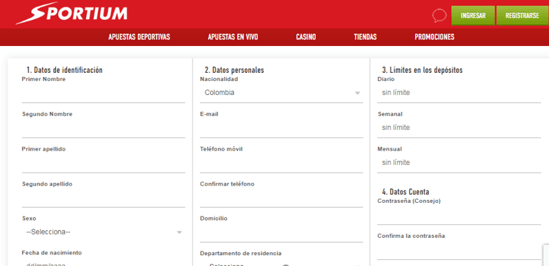 registrarse sportium colombia