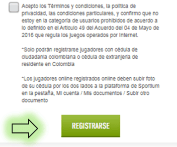 registro sportium colombia